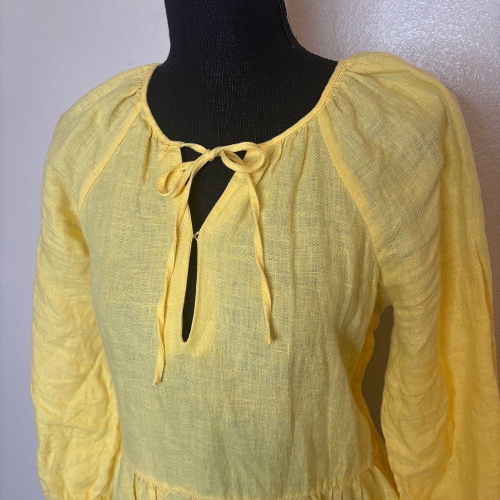 J. Crew 100% Linen Tiered Butter Yellow Dress Size Small XSmall - Picture 4 of 14